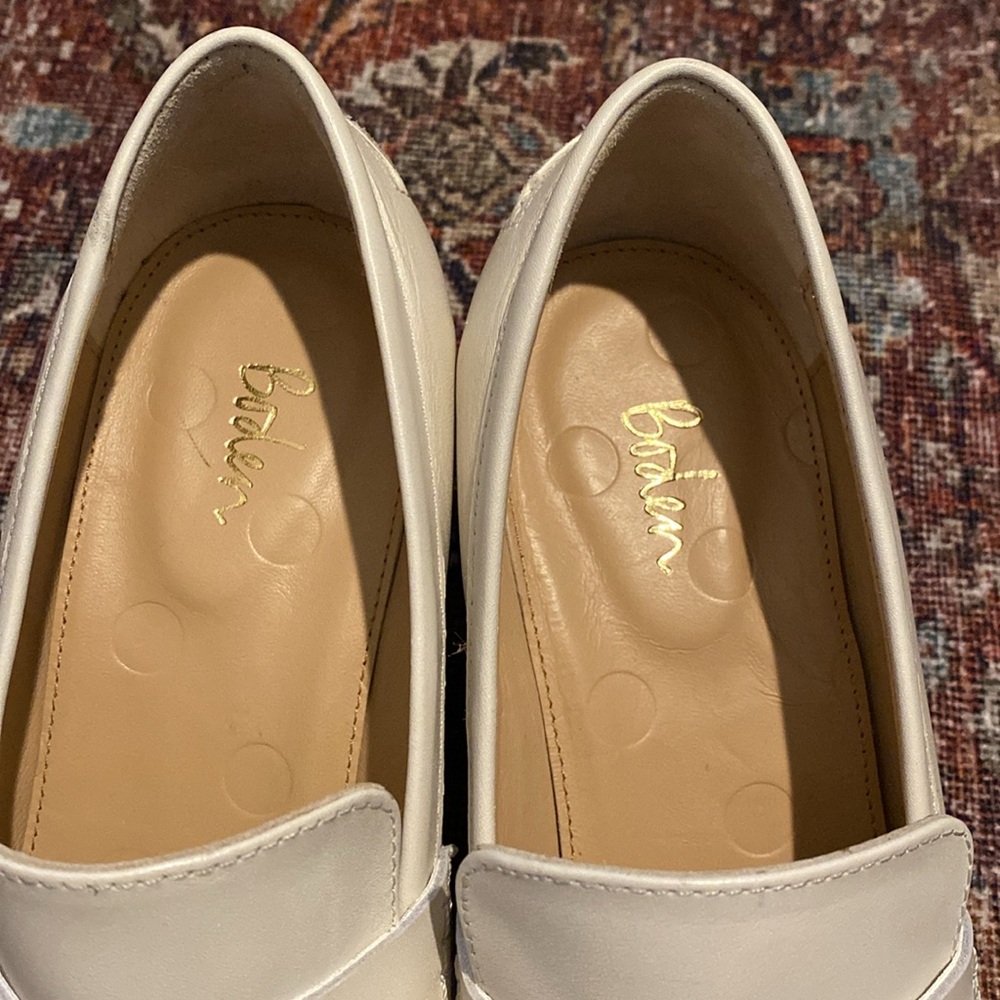 New Boden Cream/White Leather Block Heel Loafers. Size 39. Made In Spain. Chic! - Picture 11 of 12